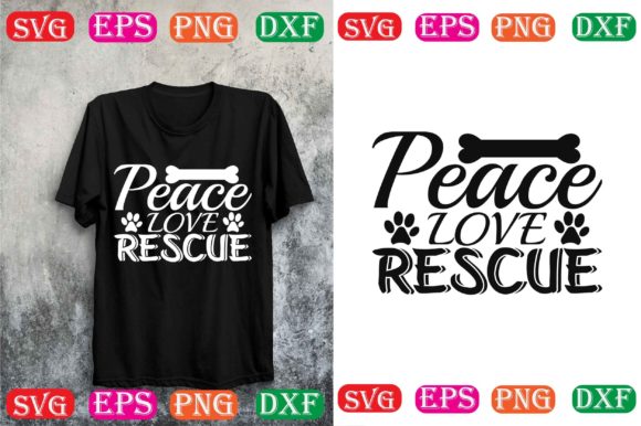 Dog SVG Design: Peace Love Rescue