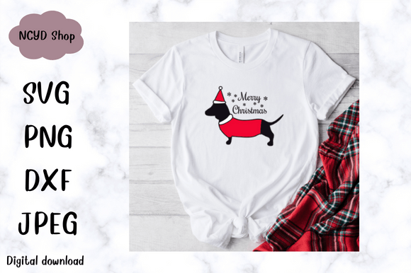 Merry Dachshund Svg